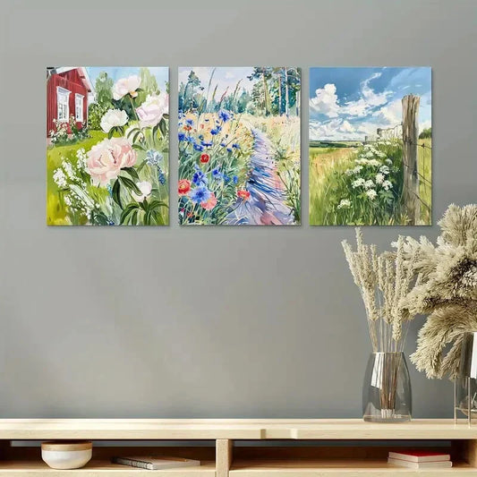 3pcs Artistic Vibrant Floral Nature Metal Print Ready to Hang Art