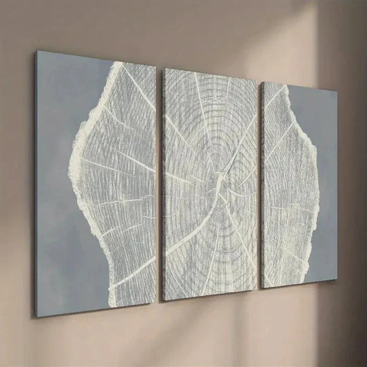 3pcs Simple Tree Growth Ring Illustration Wall Art Set Canvas Framed 40x60cm - High Quality Print 100% Australian Made Wall Canvas Ready to Hang
