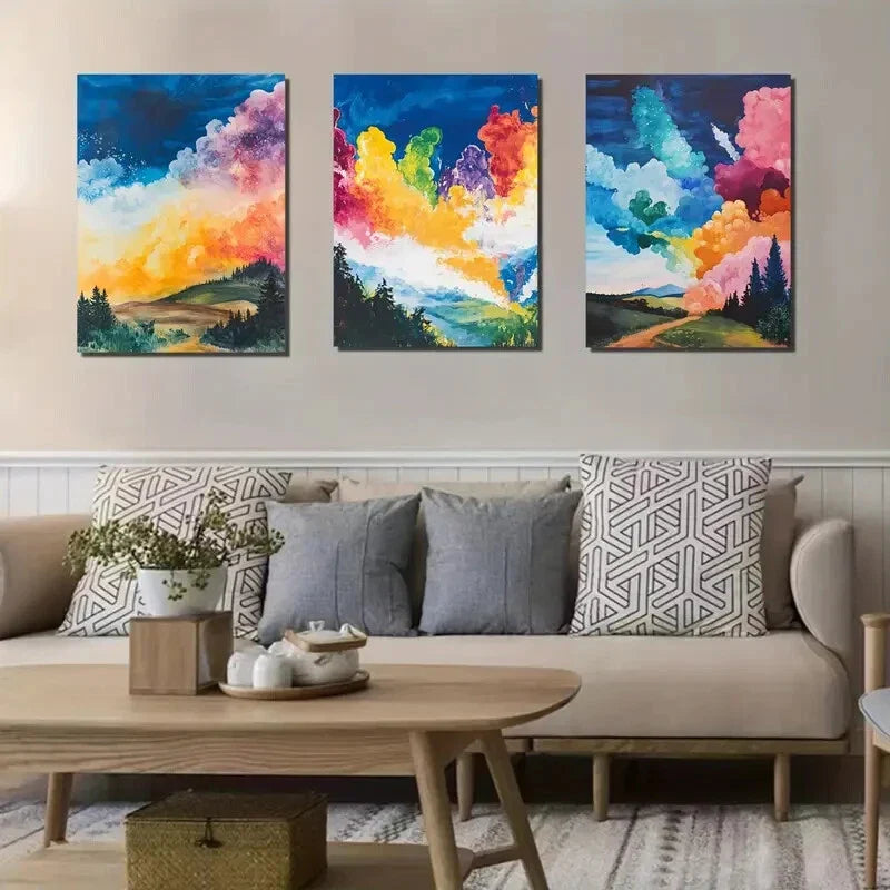 3pcs Showing Various Colors and Festive Metal Print Ready to Hang Art