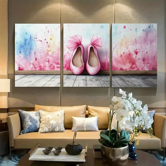 3pcs Pink Ballerina Tutu and Slippers Metal Print Ready to Hang Art