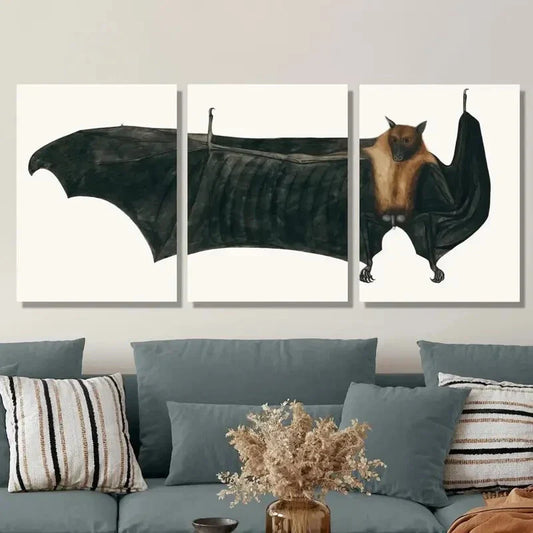 3pcs Featuring Vintage Halloween Bats Metal Print Ready to Hang Art
