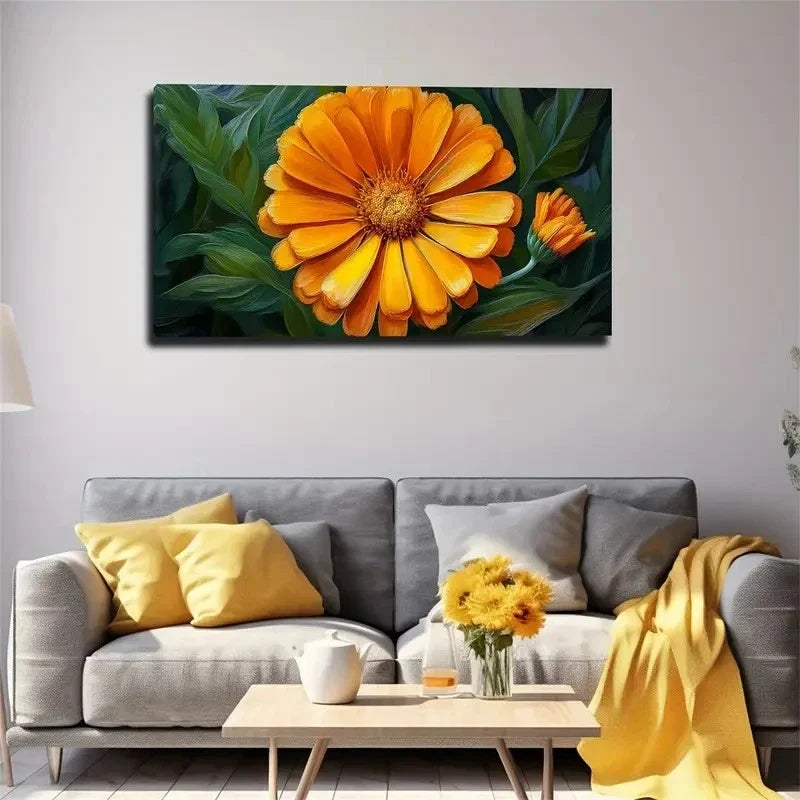 A Blooming Flower Regular Wall Art Canvas Office Home Room Framed 80x45cm