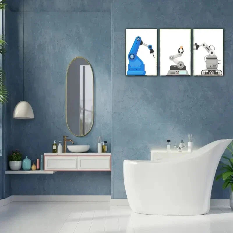3pcs Robot Engineering Robot Robot Arm Metal Print Ready to Hang Art
