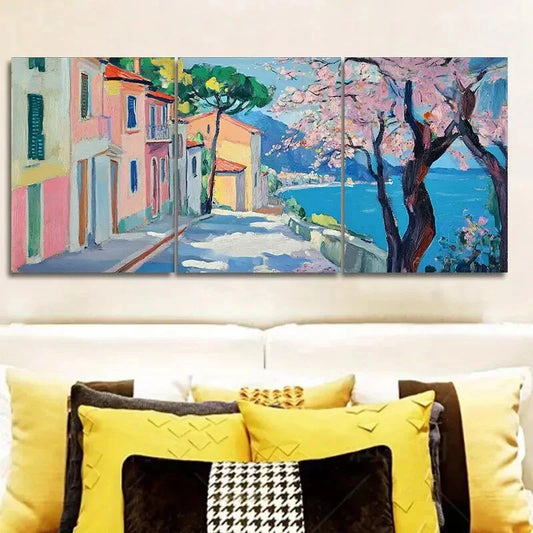 3pcs The cherry blossoms open. (5) Wall Art Set Canvas Framed 40x60cm - High Quality Print 100% Australian Made Wall Canvas Ready to Hang