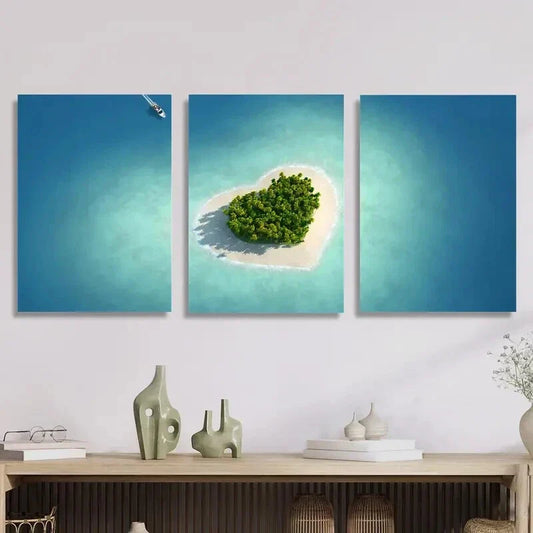 3pcs ABird's eye view of the heart of the natural Metal Print Ready to Hang Art