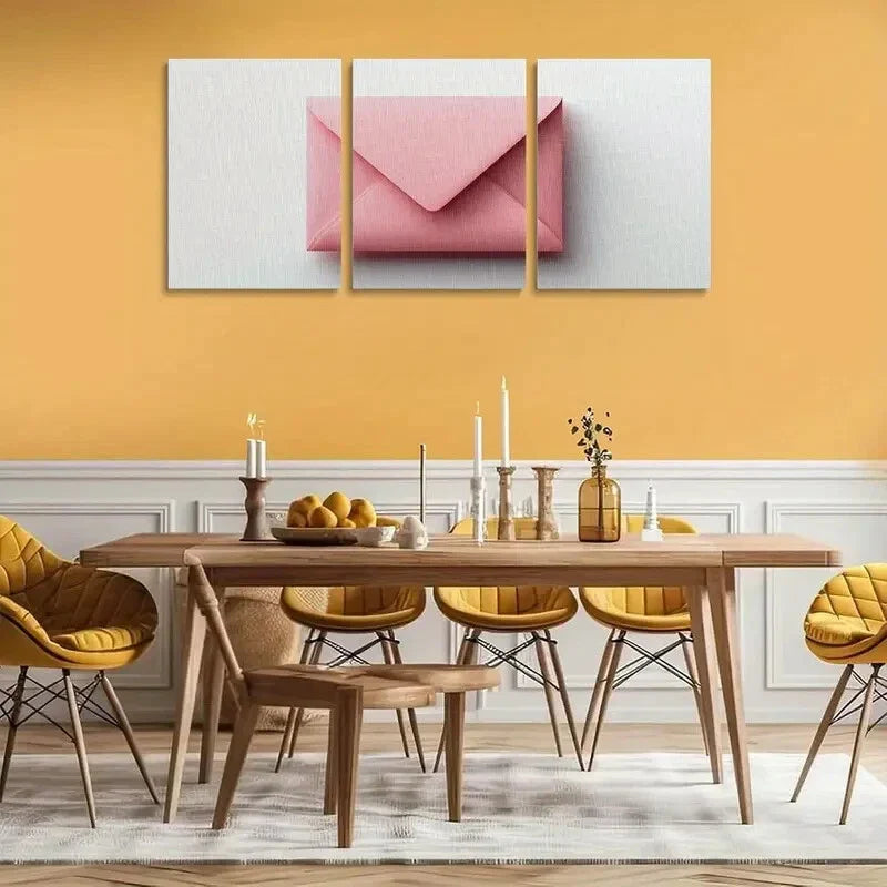 3pcs Minimalist Pink Envelope Metal Print Ready to Hang Art