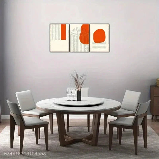 3pcs Minimalist Black & White Geometric Patterns Metal Print Ready to Hang Art