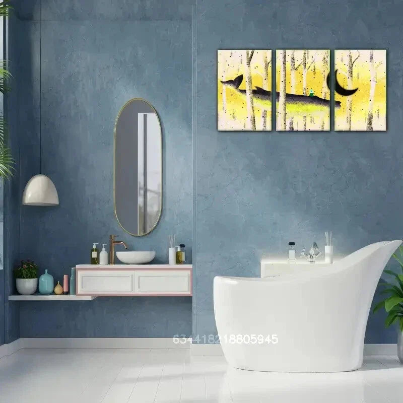 3pcs A Great Shark Is Swimming Through The Forest, Metal Print Ready to Hang Art