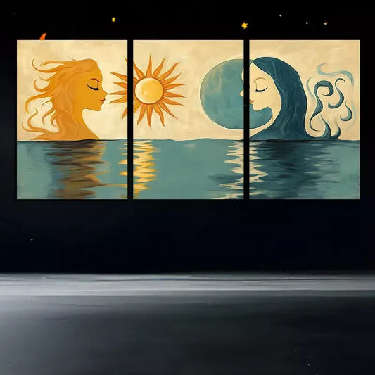 3pcs Art Depicting Goddess Of Celestial Bodies Canvas Framed 40x60cm - High Quality Print 100% Australian Made Wall Canvas Ready to Hang