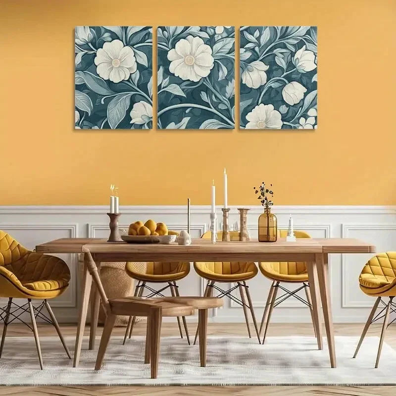 3pcs Vintage William Morris-Inspired Metal Print Ready to Hang Art