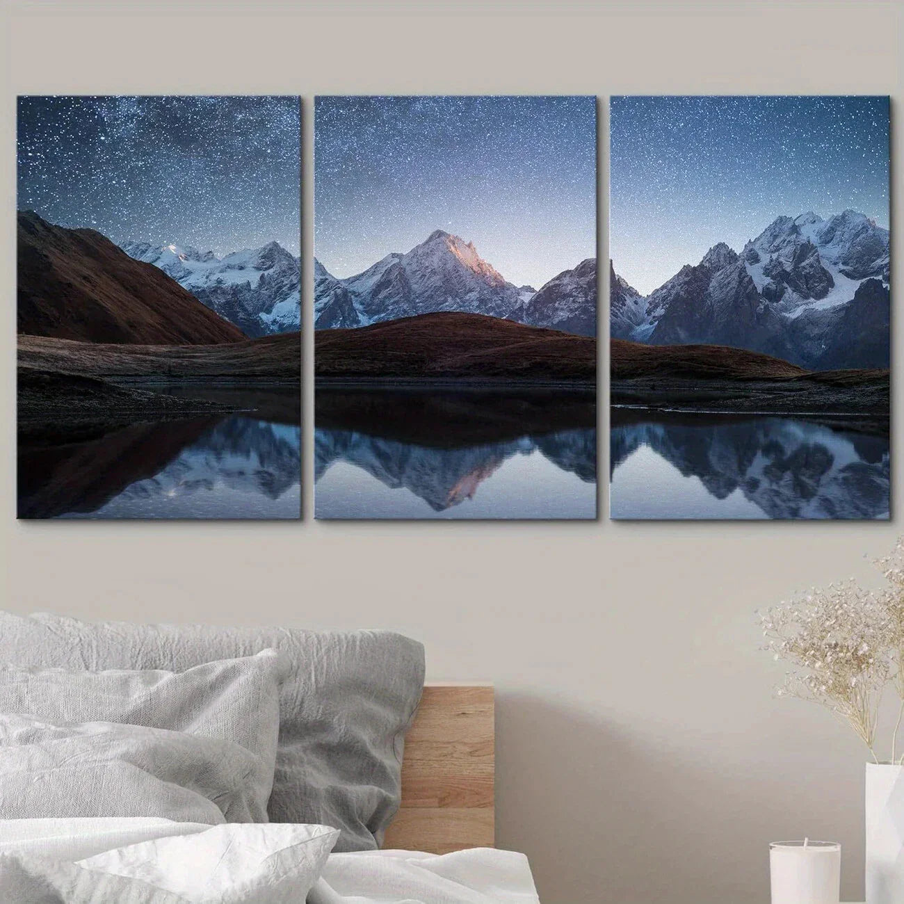 3pcs Night with Stars and Milky Way Over Metal Print Ready to Hang Art