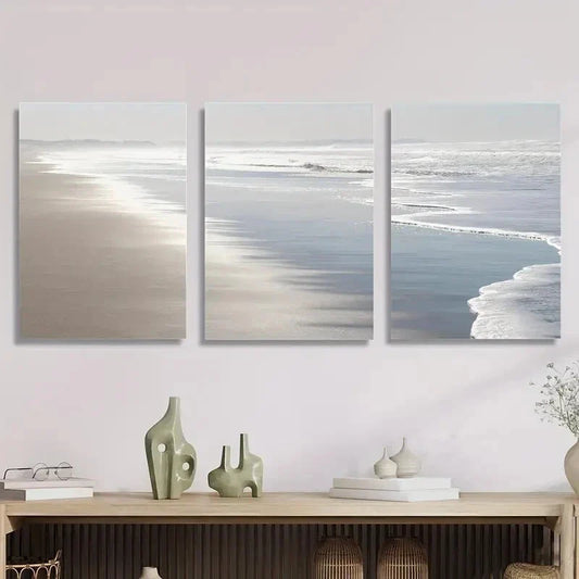 3pcs fresh and natural beach scenery Wall Art Set Canvas Framed 40x60cm - High Quality Print 100% Australian Made Wall Canvas Ready to Hang