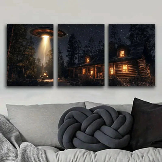 3pcs Alien Cabin Art Deco Poster Metal Print Ready to Hang Art