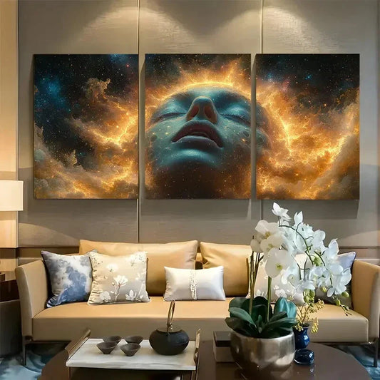 3pcs Trippy Mind Expanding Psychedelic Portrait Metal Print Ready to Hang Art