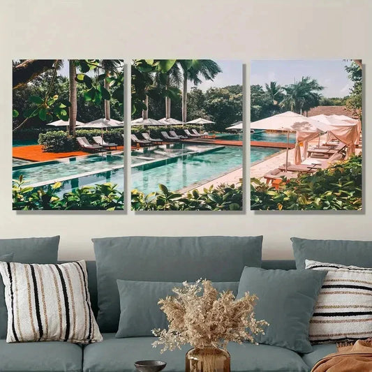 3pcs hotel photography art, travel Maya Hotel Metal Print Ready to Hang Art