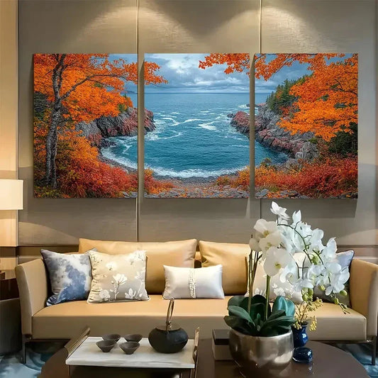 3pcs Rugged Coast of Acadia National Park Metal Print Ready to Hang Art