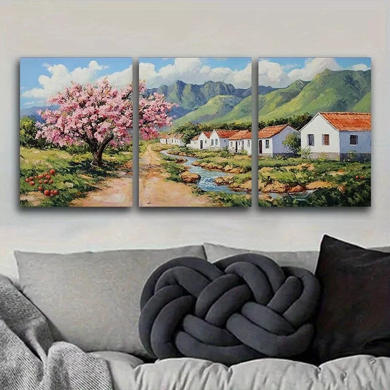 3pcs Modern Art Deco Cherry Blossom Nature Wall Art Set Canvas Framed 40x60cm - High Quality Print 100% Australian Made Wall Canvas Ready to Hang