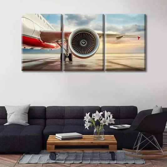 3pcs Jet Engine Airplane Turbine Airplane Metal Print Ready to Hang Art