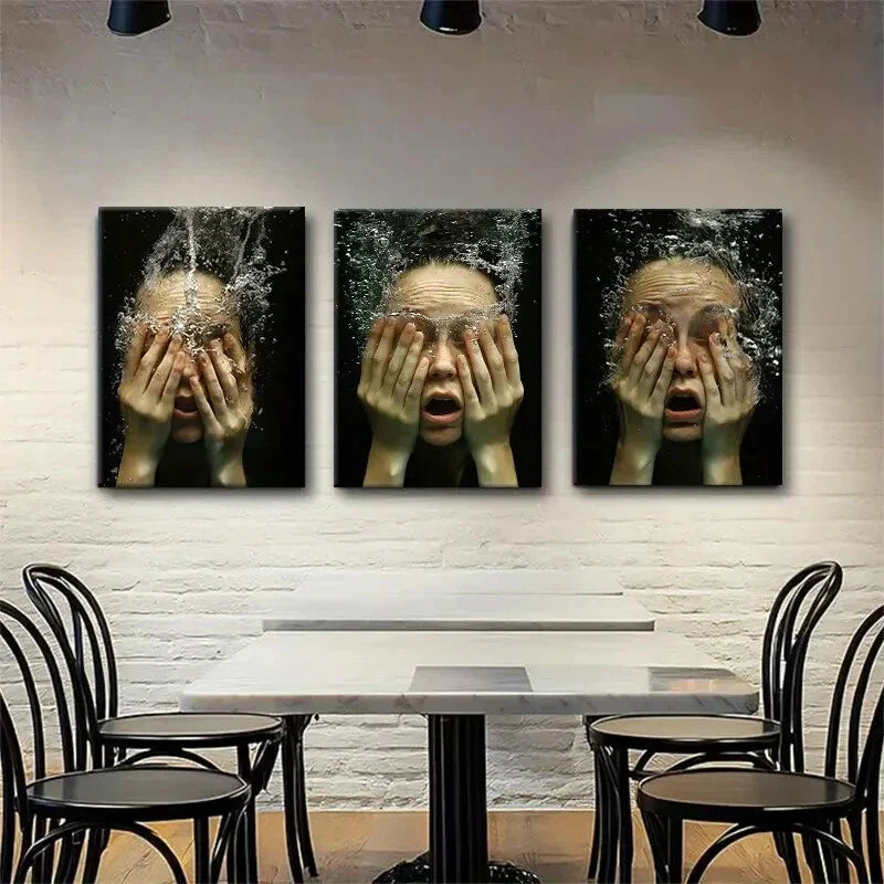3pcs Featuring Expressive Face Immersion Perfect Wall Art Set Canvas Framed 40x60cm - High Quality Print 100% Australian Made Wall Canvas Ready to Hang