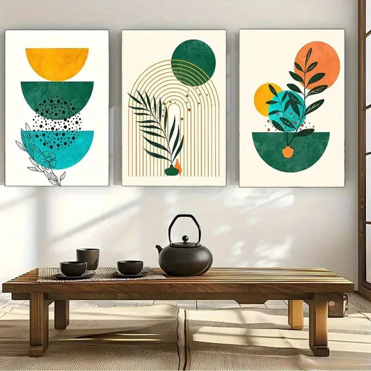 3pcs Flowers And Green Grass Poster Dormitory Metal Print Ready to Hang Art