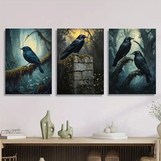 3pcs Dark Academy Gothic Forest Metal Print Ready to Hang Art