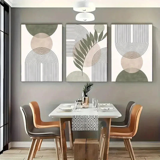 3pcs Mid Century Modern Abstract Leaves Art Metal Print Ready to Hang Art