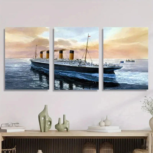 3pcs Modern Cruise Ship Metal Print Ready to Hang Art