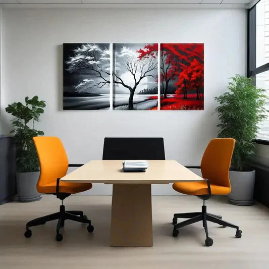 3pcs Abstract Seascape Paintings Metal Print Ready to Hang Art