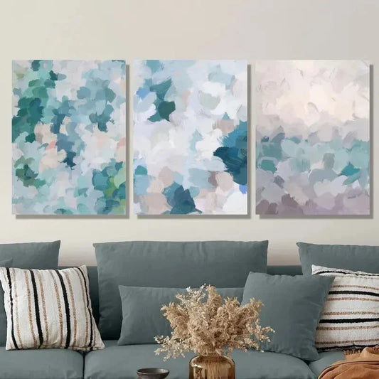 3pcs Colorful Texture Illustration Wall Art Set Canvas Framed 40x60cm - High Quality Print 100% Australian Made Wall Canvas Ready to Hang