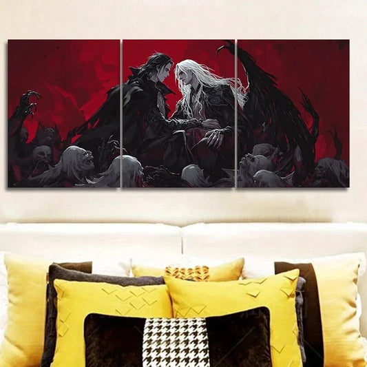3pcs Castlevania Game Theme Cloth Luxurious Metal Print Ready to Hang Art
