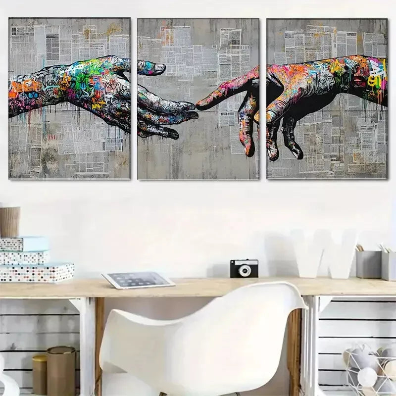 3pcs Graffiti-Inspired Creation Wrapped Wall Art Set Canvas Framed 40x60cm - High Quality Print 100% Australian Made Wall Canvas Ready to Hang