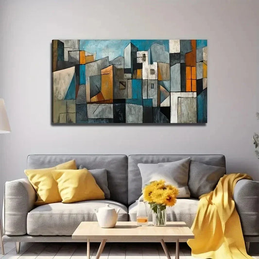 Modern Abstract Geometric Wall Art Canvas Office Home Room Framed 120x60cm