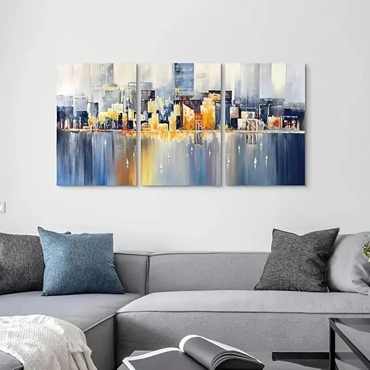 3pcs Abstract NYC Skyline Bridge Metal Print Ready to Hang Art
