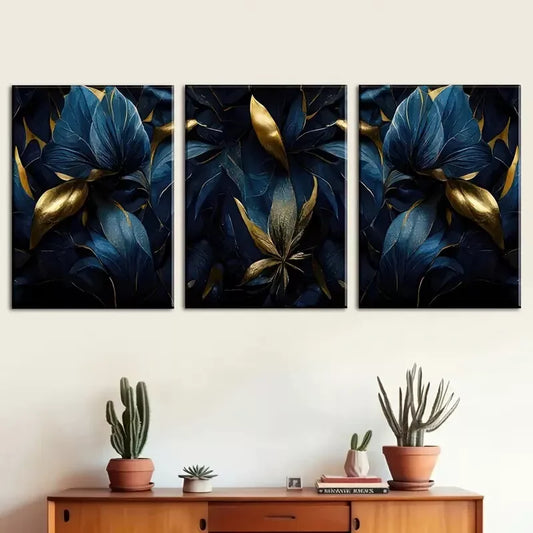 3pcs Featuring a Dark Gothic Floral Design Wall Art Set Canvas Framed 40x60cm - High Quality Print 100% Australian Made Wall Canvas Ready to Hang