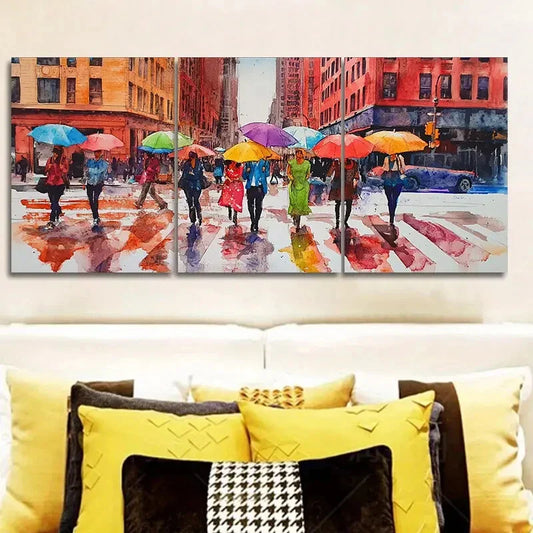 3pcs The vibrant streets of New York City Wall Art Set Canvas Framed 40x60cm - High Quality Print 100% Australian Made Wall Canvas Ready to Hang