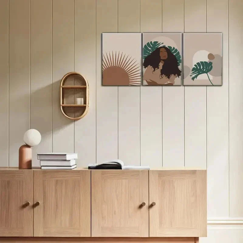 3pcs African American Wall Art Boho Posters Plant Metal Print Ready to Hang Art