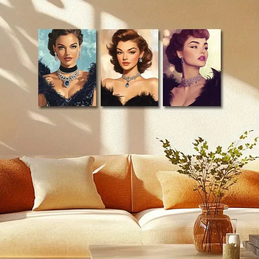 3pcs Modern Elegant Black Swan Metal Print Ready to Hang Art