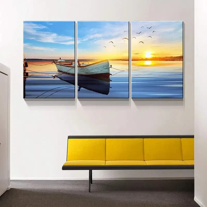 3pcs Nautical Beach Theme with Sea Metal Print Ready to Hang Art