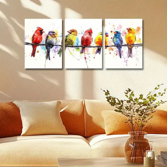 3pcs A Row of Birds Metal Print Ready to Hang Art