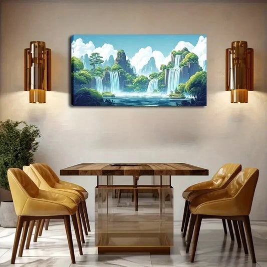 Serene Lake Reflection Greenery Wall Art Canvas Office Home Room Framed 120x60cm