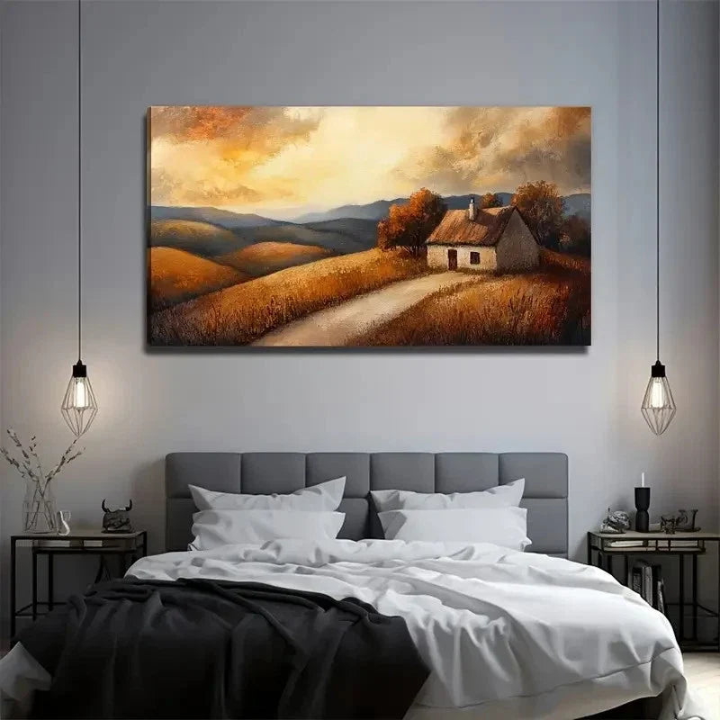 Country House Perfect Wall Art Canvas Office Home Room Framed 80x45cm