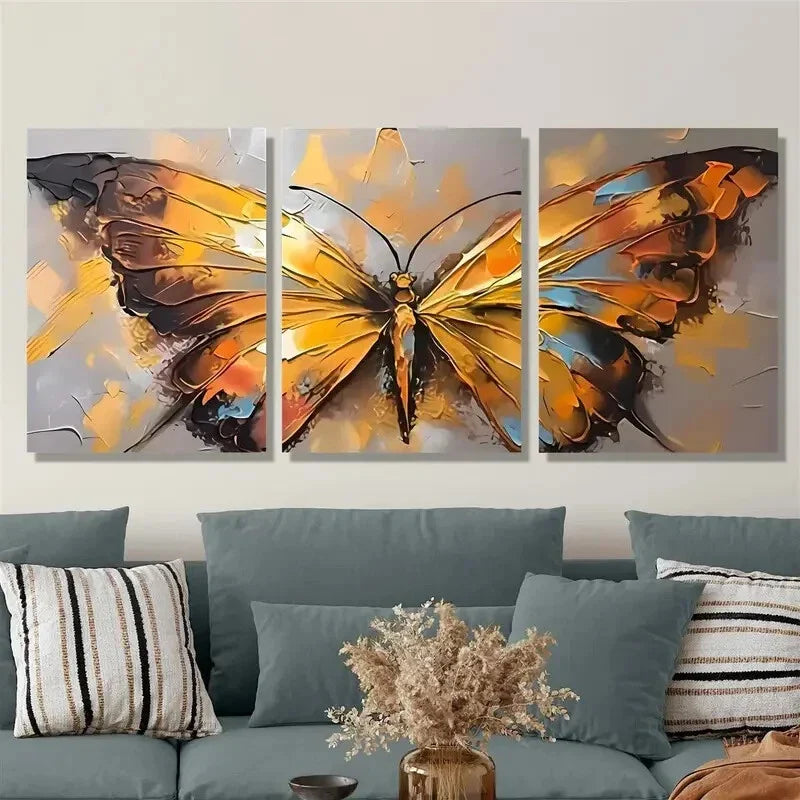 3pcs insect paintings, gorgeous butterflies, Metal Print Ready to Hang Art