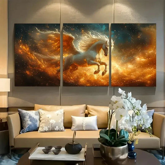 3pcs Pegasus Flying Fantasy Mythology Metal Print Ready to Hang Art