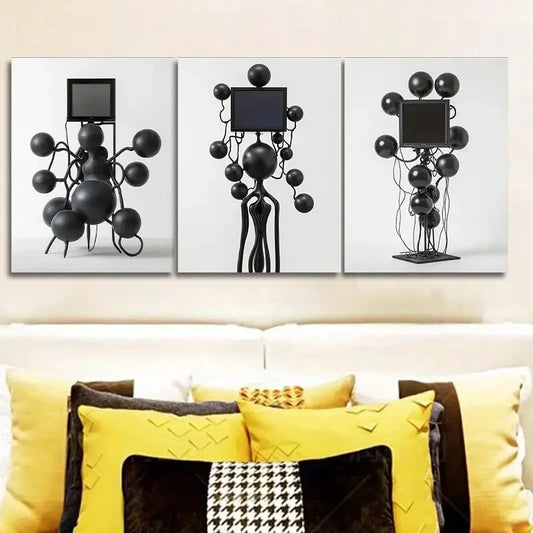 3pcs Many Floating Spheres, TV Shape Wall Art Set Canvas Framed 40x60cm - High Quality Print 100% Australian Made Wall Canvas Ready to Hang