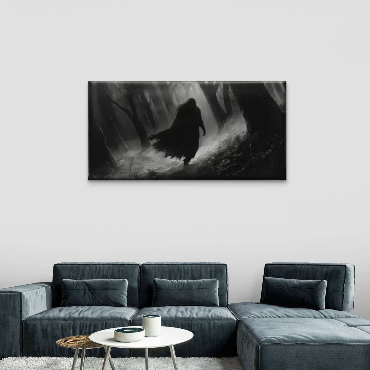 Man Walked Dark Shadow Wall Art Canvas Office Home Room Framed 80x45cm