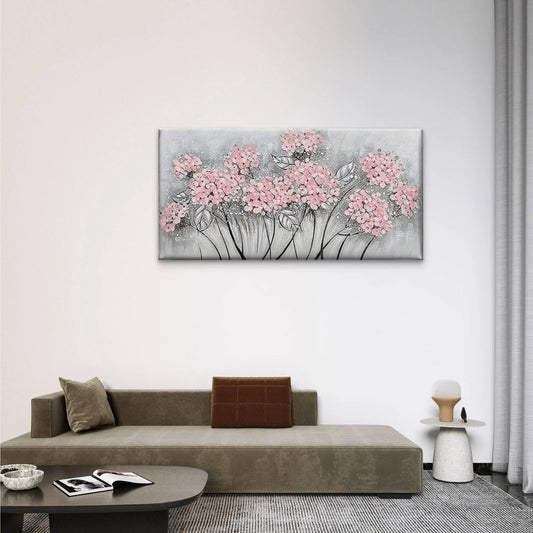 Pink Flower Tree Floral Wall Art Canvas Office Home Room Framed 80x45cm