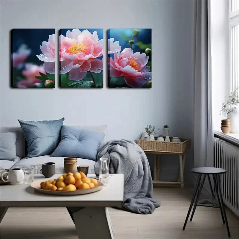 3pcs Beautiful Flowers In Bloom Wall Art Set Canvas Framed 40x60cm - High Quality Print 100% Australian Made Wall Canvas Ready to Hang