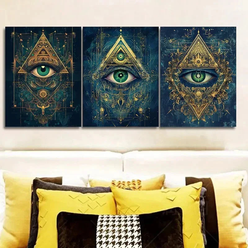 3pcs The green iris, Art Painting Metal Print Ready to Hang Art