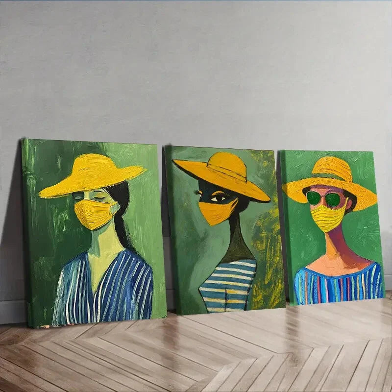 3pcs Abstract Women Colorful Modern Perfect Art Set Canvas Framed 40x60cm - High Quality Print 100% Australian Made Wall Canvas Ready to Hang