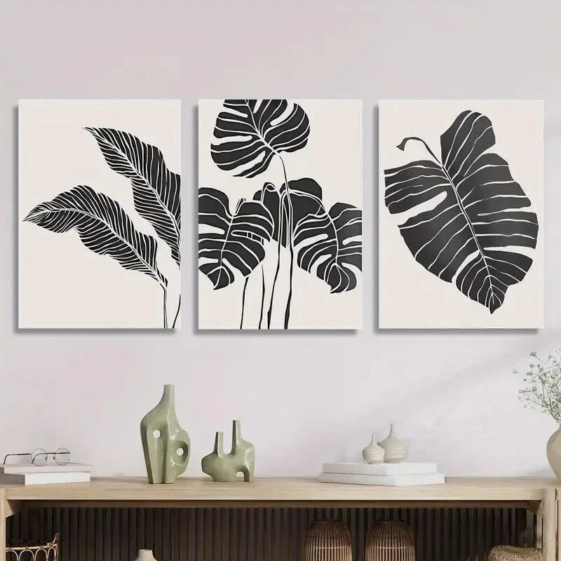 3pcs Abstract Designs of a Black And White Monste Metal Print Ready to Hang Art